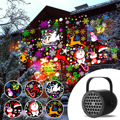 Christmas LED Snowflake Projector Light Elk Xmas Moving Lamp Home Deco Landscape