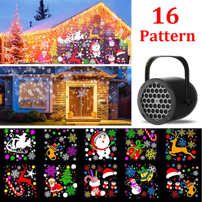 Christmas LED Snowflake Projector Light Elk Xmas Moving Lamp Home Deco Landscape