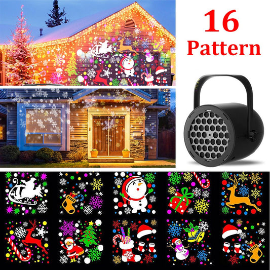 Christmas LED Snowflake Projector Light Elk Xmas Moving Lamp Home Deco Landscape